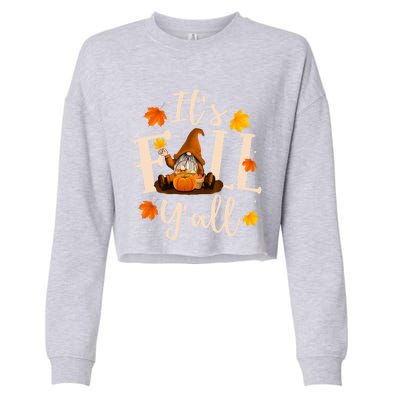 ItS Fall YAll Cute Gnomes Pumpkin Autumn Tree Fall Leaves Cool Gift Cropped Pullover Crew