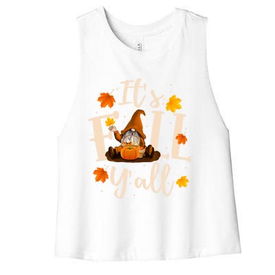 ItS Fall YAll Cute Gnomes Pumpkin Autumn Tree Fall Leaves Cool Gift Women's Racerback Cropped Tank