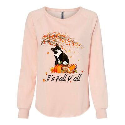 It's Fall Y'all Cute Black Cat Lovers Thanksgiving Halloween Womens California Wash Sweatshirt