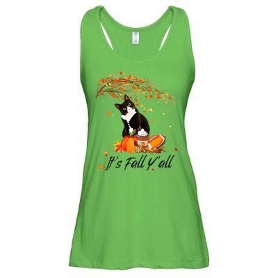 It's Fall Y'all Cute Black Cat Lovers Thanksgiving Halloween Ladies Essential Flowy Tank