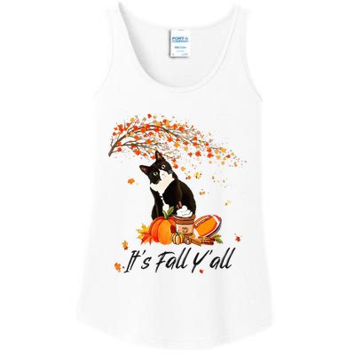 It's Fall Y'all Cute Black Cat Lovers Thanksgiving Halloween Ladies Essential Tank