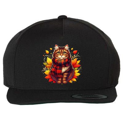 ItS Fall YAll Cat Leaf Fall Tree Hello Autumn Thanksgiving Wool Snapback Cap
