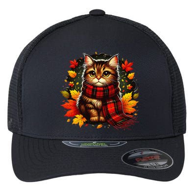 ItS Fall YAll Cat Leaf Fall Tree Hello Autumn Thanksgiving Flexfit Unipanel Trucker Cap