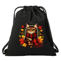 ItS Fall YAll Cat Leaf Fall Tree Hello Autumn Thanksgiving Drawstring Bag
