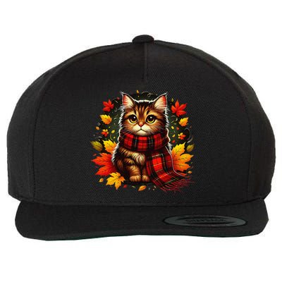 ItS Fall YAll Cat Leaf Fall Tree Hello Autumn Thanksgiving Wool Snapback Cap