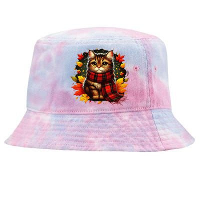 ItS Fall YAll Cat Leaf Fall Tree Hello Autumn Thanksgiving Tie-Dyed Bucket Hat