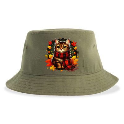 ItS Fall YAll Cat Leaf Fall Tree Hello Autumn Thanksgiving Sustainable Bucket Hat