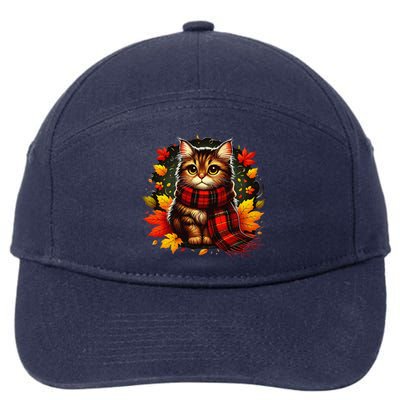 ItS Fall YAll Cat Leaf Fall Tree Hello Autumn Thanksgiving 7-Panel Snapback Hat