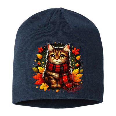 ItS Fall YAll Cat Leaf Fall Tree Hello Autumn Thanksgiving Sustainable Beanie