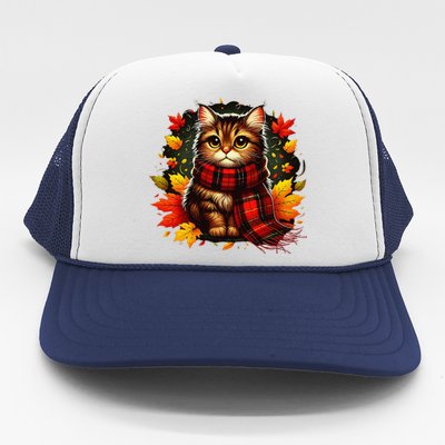 ItS Fall YAll Cat Leaf Fall Tree Hello Autumn Thanksgiving Trucker Hat