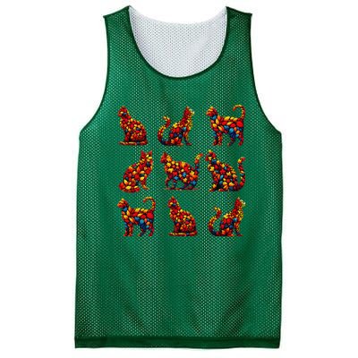 ItS Fall YAll Cat Leaf Fall Tree Hello Autumn Thanksgiving Mesh Reversible Basketball Jersey Tank