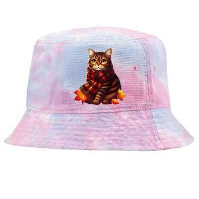 ItS Fall YAll Cat Leaf Fall Tree Hello Autumn Thanksgiving Tie-Dyed Bucket Hat