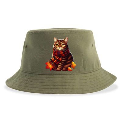 ItS Fall YAll Cat Leaf Fall Tree Hello Autumn Thanksgiving Sustainable Bucket Hat