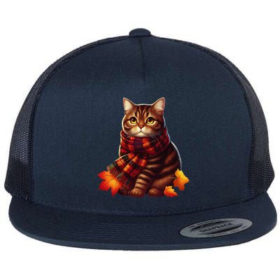 ItS Fall YAll Cat Leaf Fall Tree Hello Autumn Thanksgiving Flat Bill Trucker Hat