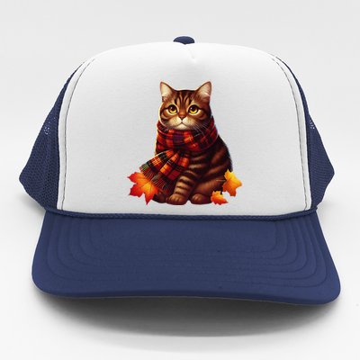 ItS Fall YAll Cat Leaf Fall Tree Hello Autumn Thanksgiving Trucker Hat