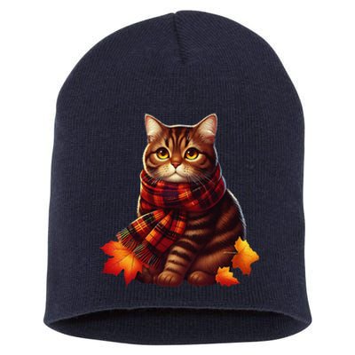 ItS Fall YAll Cat Leaf Fall Tree Hello Autumn Thanksgiving Short Acrylic Beanie