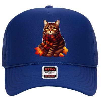 ItS Fall YAll Cat Leaf Fall Tree Hello Autumn Thanksgiving High Crown Mesh Back Trucker Hat