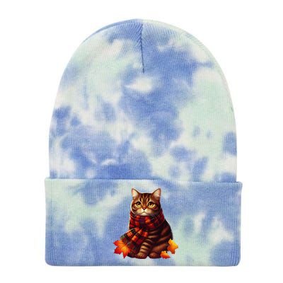 ItS Fall YAll Cat Leaf Fall Tree Hello Autumn Thanksgiving Tie Dye 12in Knit Beanie