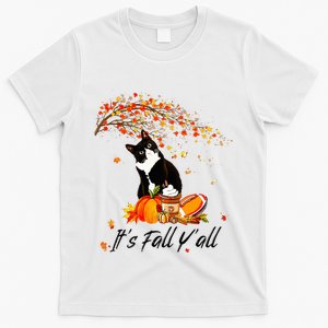 It's Fall Y'all Cute Black Cat Lovers Thanksgiving Halloween  T-Shirt