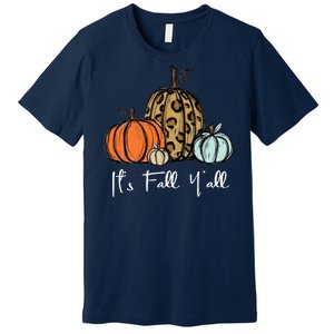 Its Fall Yall Graphic Shirt Women Thanksgiving Pumpkin Splicing Sleeve Fall Premium T-Shirt