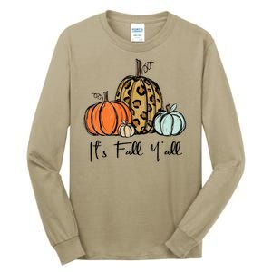 Its Fall Yall Graphic Shirt Women Thanksgiving Pumpkin Splicing Sleeve Fall Tall Long Sleeve T-Shirt