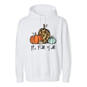 Its Fall Yall Graphic Shirt Women Thanksgiving Pumpkin Splicing Sleeve Fall Garment-Dyed Fleece Hoodie