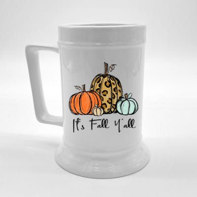 Its Fall Yall Graphic Shirt Women Thanksgiving Pumpkin Splicing Sleeve Fall Beer Stein