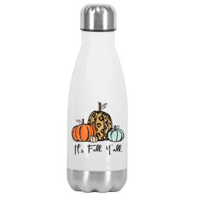 Its Fall Yall Graphic Shirt Women Thanksgiving Pumpkin Splicing Sleeve Fall Stainless Steel Insulated Water Bottle