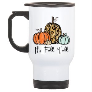 Its Fall Yall Graphic Shirt Women Thanksgiving Pumpkin Splicing Sleeve Fall Stainless Steel Travel Mug