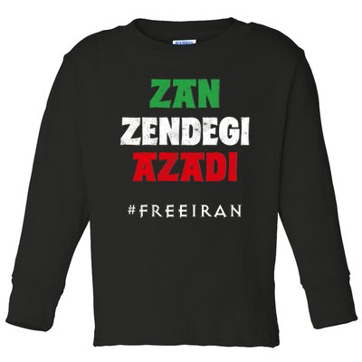 Iranian Flag ZAN ZENDEGI AZADI Support Iranian Women Protest Toddler Long Sleeve Shirt