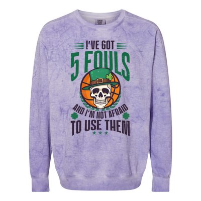 I've Got 5 Fouls Design St Patricks Basketball Cool Gift Colorblast Crewneck Sweatshirt