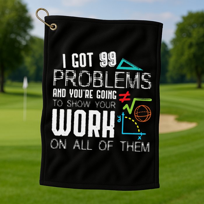 I Got 99 Problems Show Your Work Funny Tutor Math Teacher Golf Towel
