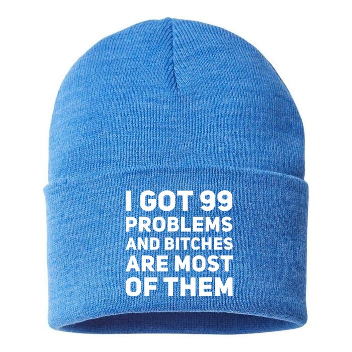 I Got 99 Problems And Bitches Are Most Of Them Funny Print Sustainable Knit Beanie