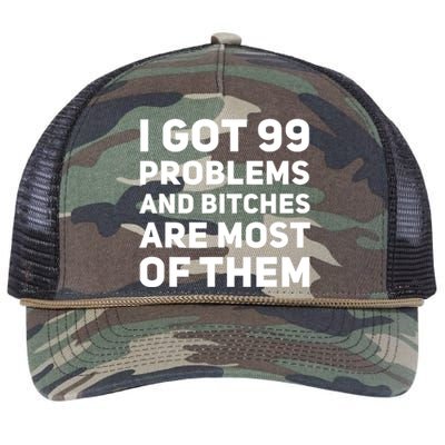 I Got 99 Problems And Bitches Are Most Of Them Funny Print Retro Rope Trucker Hat Cap