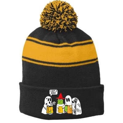 I Got A Rock Ghost, Halloween Party Stripe Pom Pom Beanie