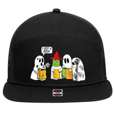 I Got A Rock Ghost, Halloween Party 7 Panel Mesh Trucker Snapback Hat