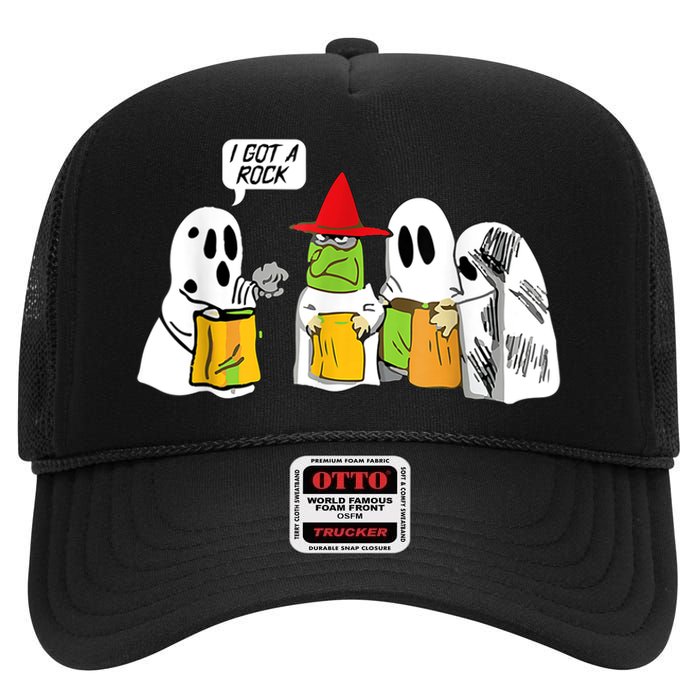 I Got A Rock Ghost, Halloween Party High Crown Mesh Back Trucker Hat