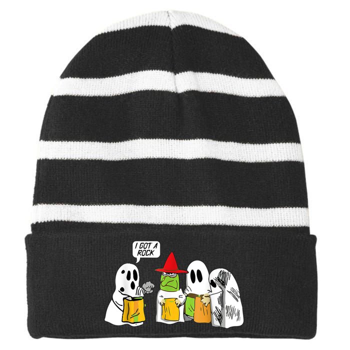 I Got A Rock Ghost, Halloween Party Striped Beanie with Solid Band