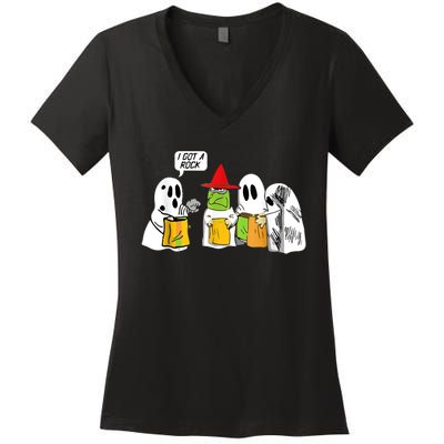 I Got A Rock Ghost, Halloween Party Women's V-Neck T-Shirt