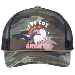 IVe Got Anxiety Sarcastic Rainbow Unicorn Ptsd Meaningful Gift Retro Rope Trucker Hat Cap