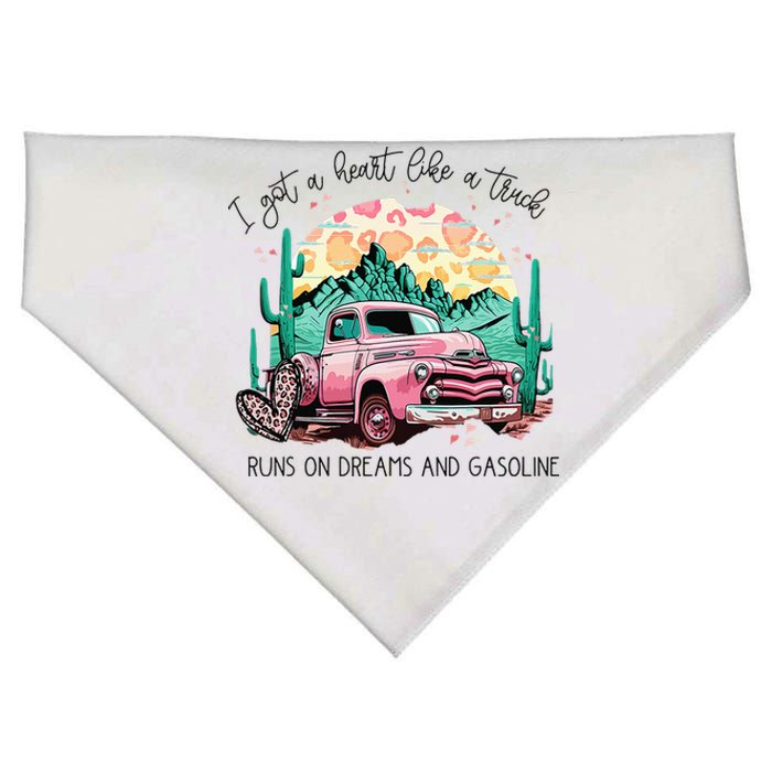 I Got A Heart Like A Truck Western Sunset Cow Farm USA-Made Doggie Bandana