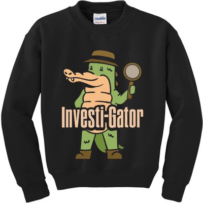 Investi Gator Alligator Spy Private Detective Investigator Kids Sweatshirt