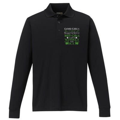 Irish Girl are Whiskey on Ice St. Patrick's Day Performance Long Sleeve Polo