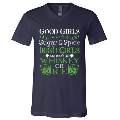 Irish Girl are Whiskey on Ice St. Patrick's Day V-Neck T-Shirt