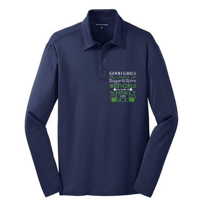 Irish Girl are Whiskey on Ice St. Patrick's Day Silk Touch Performance Long Sleeve Polo