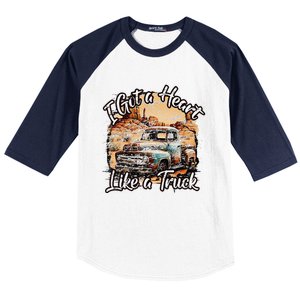 I Got A Heart Like A Truck Country Old Rusty Truck Baseball Sleeve Shirt