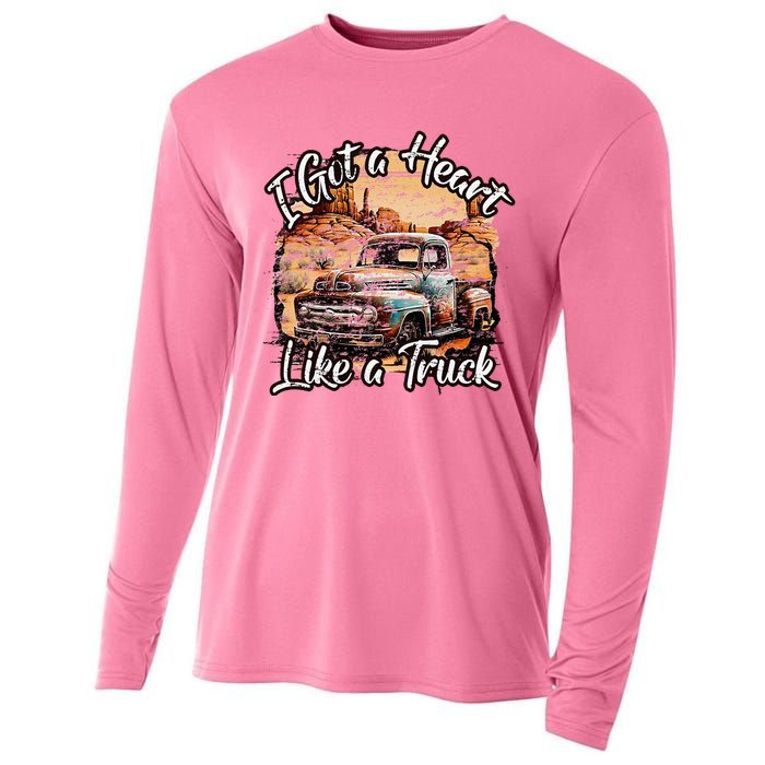 I Got A Heart Like A Truck Country Old Rusty Truck Cooling Performance Long Sleeve Crew