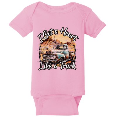 I Got A Heart Like A Truck Country Old Rusty Truck Baby Bodysuit
