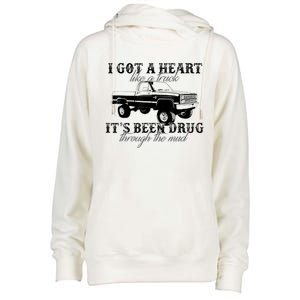 I Got A Heart Like A Truck Western Sunset Cowgirl Farm Womens Funnel Neck Pullover Hood