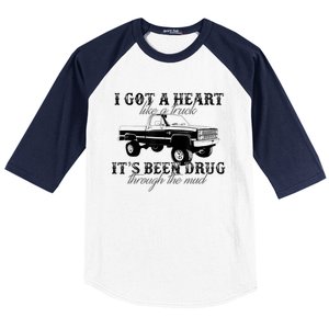 I Got A Heart Like A Truck Western Sunset Cowgirl Farm Baseball Sleeve Shirt